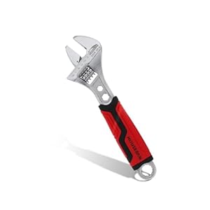 10-Inch Adjustable Wrench, Wide Jaw Crescent Wrench with Max Opening 1-1/2″, CR-V Steel Adjustable Wrench with Non-Slip Grip, Thin Profile for Plumbing, Automotive, DIY, Home Repair, Garage