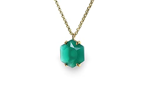 Collier d'onyx vert et or jaune 14k, un bijou de prestige sur mesure pour femme