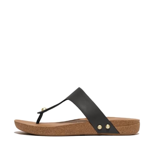 Image of FitFlop womens Iqushion Metallic-leather Toe-post Sandals