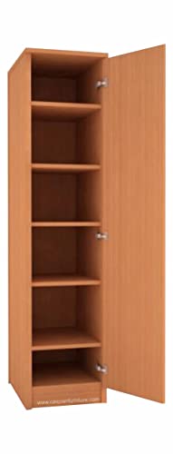Image of CASPIAN Engineered Wood 1 Door Wardrobe (Light Brown) | Pre-Assembled Furniture | Almirah /Cupboard for Bedroom Clothes Storage Organizer with 6 Compartments