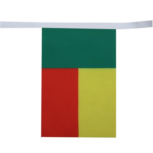Image of AZ FLAG Benin 6 meters BUNTING Flag 20 flags 9'' x 6'' - Beninese STRING flags 15 x 21 cm