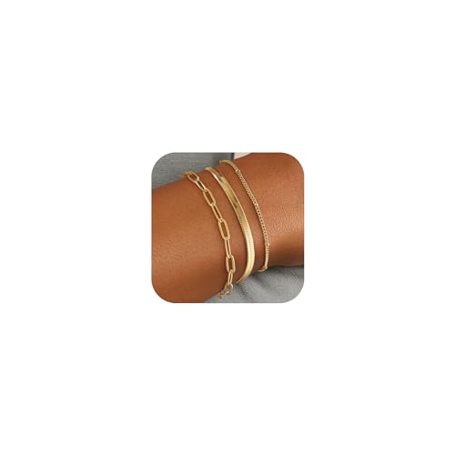 ZOERAY 3 Piezas Pulseras de Plata y Oro para Mujer Apilable Pulsera Dorada 18K Impermeable Ajustable Pulsera de Amistad Moda Joyas Regalos para Amigas Mujer y Niñas