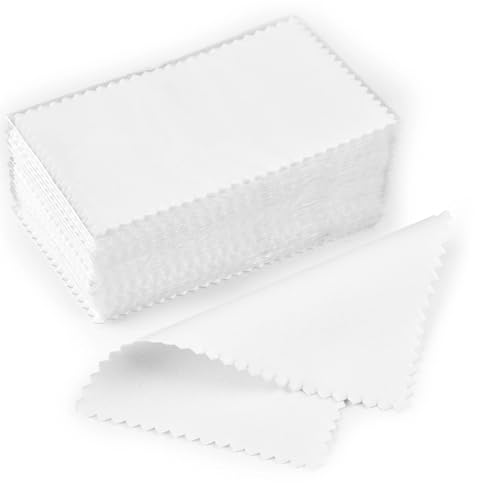 UALXPAO 10 Uds paño for pulir Plata paño de Limpieza for pulir Plata paño de Limpieza Suave for Herramientas de joyería de Plata para Joyas, Piezas Decorativas(10x6cm White 10pcs)