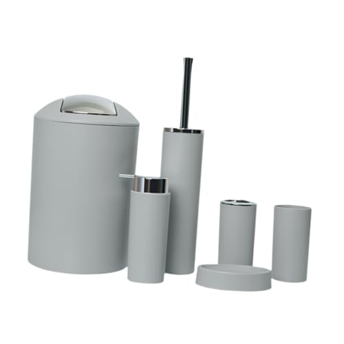 STARTIST 6 個 バスルームアクセサリーセット ソープディスペンサー お手入れ簡単 家庭用 アパート用 トイレブラシ 実的なギフト バスルーム品, グレー