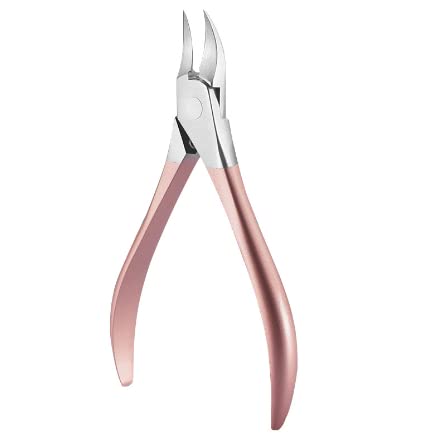 厚爪 陥入爪 硬爪 陥入爪用爪切り 医療用ステンレス製 金属製収納ケース付 (ローズゴールド)