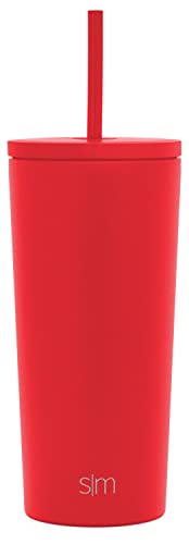 Simple Modern Copo térmico com tampa flip e tampa de canudo | Caneca de viagem de café gelado reutil