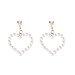 HAPPYAN Fashion Faux Pearl Heart Shape Clip on Earrings No Pierced Cute Ear Clip Jewelry (Gold Heart)