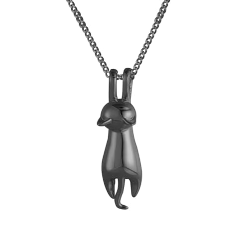 S.Leaf Sterling Silver Cat Necklace - Kitten Jewelry for Cat Lovers - Themed Gifts for Women