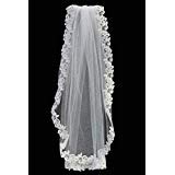 Swea Pea & Lilli Girls First Communion Veil - White Holy 1St Communion Headpiece With Comb, Corded Lace Trim, And Rhinestone Accents #TOP2