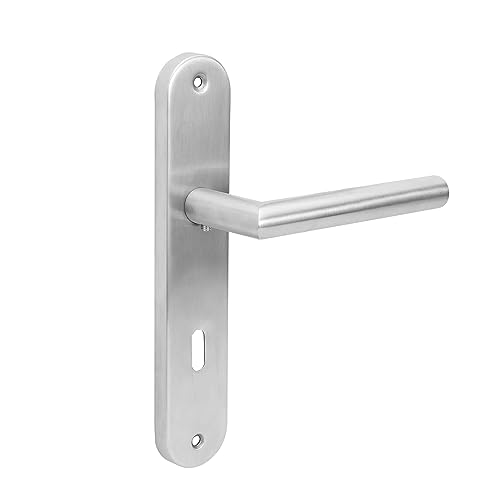 AwmnSrman Türgriffe Innentüren Türklinke Türbeschlag Drückergarnitur Zimmertür Garnitur (225 * 40MM) 72MM-BB-Buntbart Set 4er-Set Moderne Edelstahl 8 Türklinken & 8 Langschilder