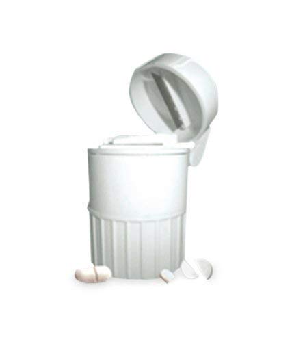 Medicine Tablets Cutter, Pill Crusher, Container and Grinder Splitter, Crushes Pills, Vitamins, Stainless Steel Blade, Drinking Cup, Multifunction 4 in 1 Portable Round Tablet Pulverizer, Random Color