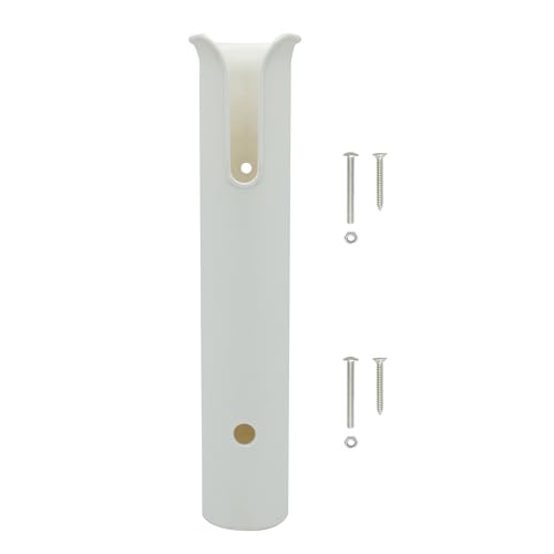 HiUmi Wall Mounted Fishing Rod Holders Tubes Links Fishing Rod Holder Rack Rests (1-Pole-White)