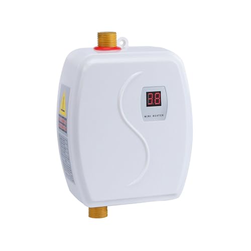 Termo Electrico, Calentador De Agua Eléctrico De 3400W, Calentador De Agua Caliente Instantáneo Sin Tanque, Caldera De Flujo De Agua For Cocina, Baño Y Ducha,Para cocina, baño, lavado.(Bianco)