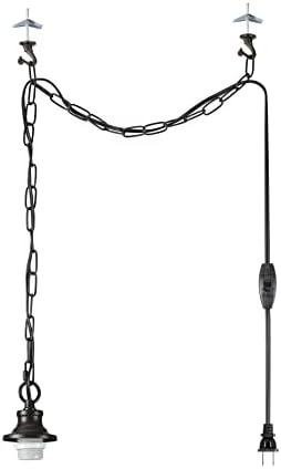 Aspen Creative 21051-11, Indoor Swag Kit, 15' SPT-2 Black Wire w/ In-Line Switch & 10' Steel Chain. Socket Cup: 3-1/2" W x 1-15/16" H. Suitable: 16" D. To 18"D. Pendant Shade. Oil Rubbed Bronze.1 Pack image 4