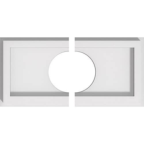Ekena Millwork CMP10X5RE2-03000 Rectangle Architectural Grade PVC Contemporary, Two Piece Urethane Ceiling Medallions 10"W x 5"H x 3"ID x 3 1/2"C x 1"P
