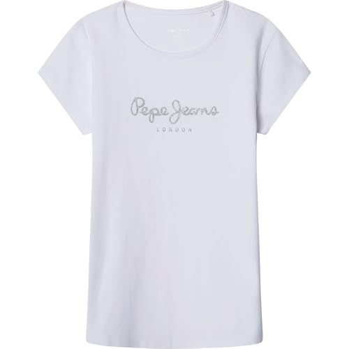 Pepe Jeans Hana Glitter N - Camiseta para niña, Blanco (Blanco), 12 años