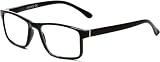 Calabria Rectangle Reading Glasses for Women with Clear Lenses – Black Acetate Frame | Spring Hinge Eyewear | Stylish Readers for Daily Use | Magnification 0.50x