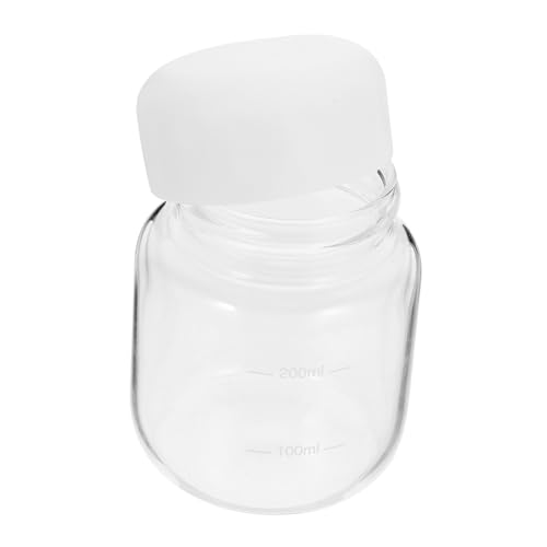 ABOOFAN Botella De Agua Transparente De Vidrio De Borosilicato 300ml, Vaso Mini Resistente y Ligero, Tapa Blanca, Portable Para Hogar, Oficina y Bebidas Frías o Calientes