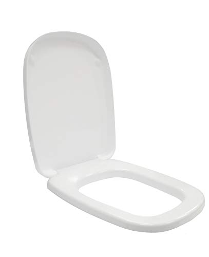 Ideal Standard - Fleo, Copriwater avvolgente a chiusura normale, Copri wc squadrato con cerniere incluse compatibile, Bianco