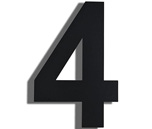 Cobata Modern House Numbers For Outside-12 Inch High Stainless Steel Home Address Numbers/Floating Appearance/Easy To Install/Black/Number 4 #TOP1