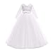 wojonifuiliy Mädchen Prinzessin Kleid Weiss Tüll Spitze Kleider Baby Tüllkleid Kinder Fünf-Punkte Langarm Bestickte Schleife Formale Blumenmädchen Rock Festzug Ballkleid Hochzeit Tutu Kleidung