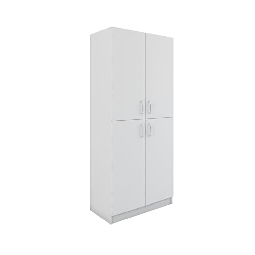 Image of VIKI Wardrobe | Wooden Almirah for Open Shelves with 4 Small Door Wardrobe (Frosty White - 40D x 80W x 180.8H) | 1 Year Warranty | Free Assembly