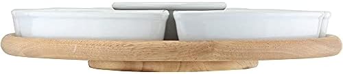 RTS Lazy Susan Large Wooden Turntable Serving Dishes - Dip Sauce Set - Dish Platters Tray Platter Snack Divider Rotating Revolving Ceramic Dishes Multicolor Charger Plates Food Server Kitchen Home