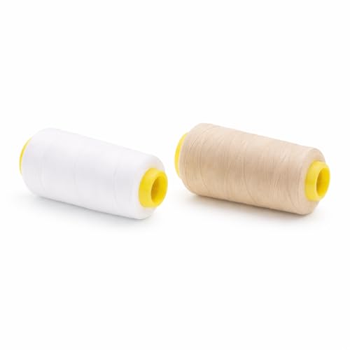 Image of Mandala Crafts White Cream Mercerized Cotton Thread for Sewing Quilting | 4800 Yds 50 WT, 100% Long Staple Cotton, Multipurpose, for Embroidery, Piecing, Sergers, Applique, Machine and Hand Sewing