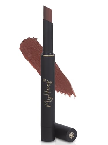 MyHues Colour Smudgestix Creamy Lipstick | 2-in-1 Soft Matte Finish for Lip and Cheeks | Enriched with Kakadu Oil & Jojoba Oil | Hydrating and Nourishing Lipstick for Women| 2g (Warm Medium Brown) - Burfee