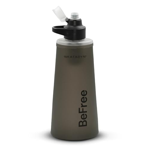 Katadyn BeFree AC 1,0L Black – Filtro de agua resistente para supervivencia y mochileros, con filtro de carbón activado y membrana EZ Clean™ Ultraligero, duradero y agua potable segura para aventuras