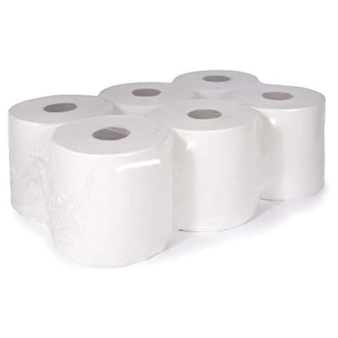 Fresh 365 White Paper Rolls 6 x 2 Ply Embossed Paper Centre Feed Roll Towels White Cover