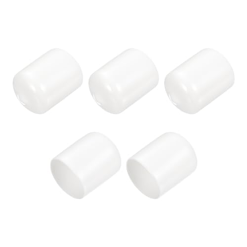 uxcell 5pcs Rubber End Caps 21mm ID Vinyl PVC Round Tube Bolt Cap Cover Screw Thread Protectors White