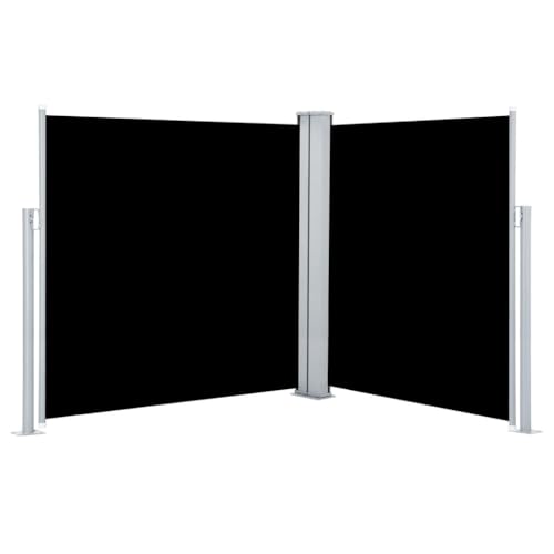 vidaXL Seitenmarkise Ausziehbar Sonnenschutz Sichtschutz Windschutz Seitenwandmarkise Seitenrollo Markise Balkon Garten Terrasse Schwarz 140x600cm
