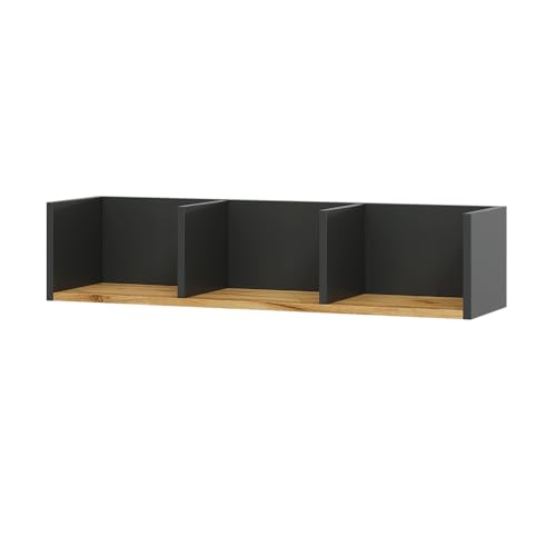Vicco Wandregal Tomy, Anthrazit/Goldkraft Eiche, 90 x 20 cm, zur Wandmontage geeignet zur Aufbewahrung von Büchern und Deko