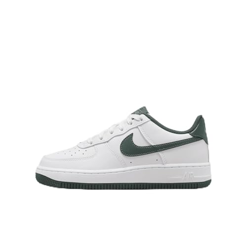 Nike Air Force 1 Big Kids' Shoes (FV5948-110, White/Oil Green/Vintage Green) Size 5
