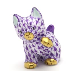 ヘレンド(Herend) フィギュリン 手招き猫(ミニ) 置物 金彩仕上げ