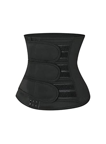 HOPLYNN Neoprene Sweat Waist Trainer Corset for Women with 3 Hot Trimmer Belts Hook Black Small