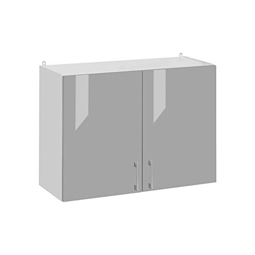Cuisineandcie - Meuble Haut de Cuisine - 2 Portes, L 60 cm - Gris Brillant Cover