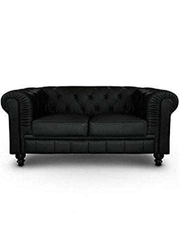Menzzo A6052 Contemporain Canapé 2 Places Bois Noir 80 x 157 x 72 cm