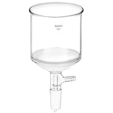 QWORK 500ml Filtering Buchner Funnel Medium Frit (G1) Lab Glassware with Standard 24/40 Joint and Vacuum Serrated Tubulation, 94mm I.D