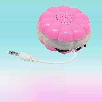 Ruilogod Pink Mini Flower Shape 3.5mm Speaker Sound Box for MP3