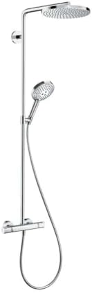 hansgrohe Raindance Select S - Duschsystem mit Thermostat, Regendusche (240 mm) mit Armatur, Handbrause (3 Strahlarten inkl. PowderRain), Schlauch, Brausestange und runder Kopfbrau