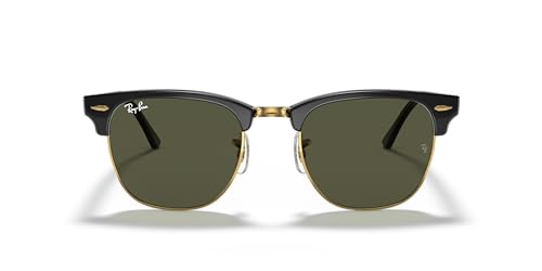 Ray-Ban Unisex Sunglasses Black On Gold Frame, Green Lenses, 51MM3