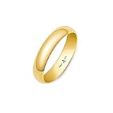 Amberta Solid Italian 9ct Gold Wedding Rings for Men | 5 mm Real 9ct Yellow White Two Tone Gold Wedding Band for Men Polished: Yellow Gold Ring Size R