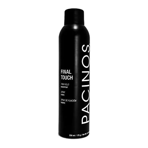 Pacinos Final Touch Hairspray, Anti-Frizz, Firm Hold, Flexible, Fast Drying and Flake Free Aerosol, Add Volume, Texture and Strength to your Hairstyle, Works Against Wind, Moisture and Humidity Cover