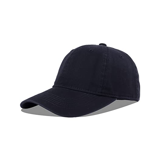 LANGZHEN Unisex Vintage gewaschen Distressed Baumwolle Einstellbare Solid Dad Hut, Gewaschene Klassische Baseball Cap für Männer Frauen (Schwarz)