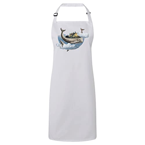 Tablier cuisine premium blanc au design château et art céleste