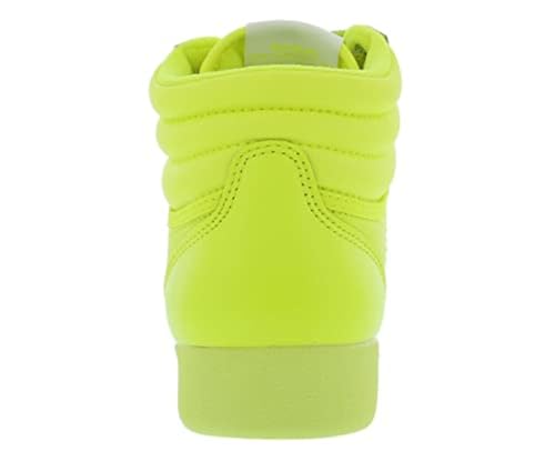 Reebok Women's Freestyle Hi High Top Sneaker, Solar Acid Yellow/Solar Acid Yellow-Footwear White, 6 M2