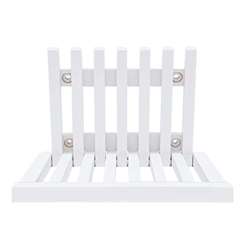 BANLICALI Shower Seat Bench, L-Shaped Wall-Mounted Foldable Stool Chair, Rubber Wood Shower Stool Shoe Changing Stool for Bathroom Entryway White Load 220.46 lbs