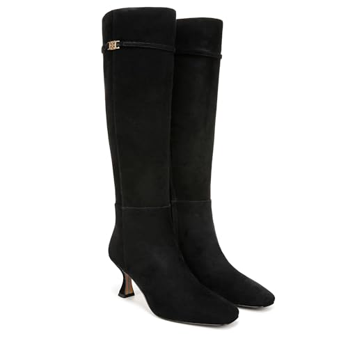 Bottes Sam Edelman Lyla en daim noir et cuir de veau haut de gamme pour mollet large